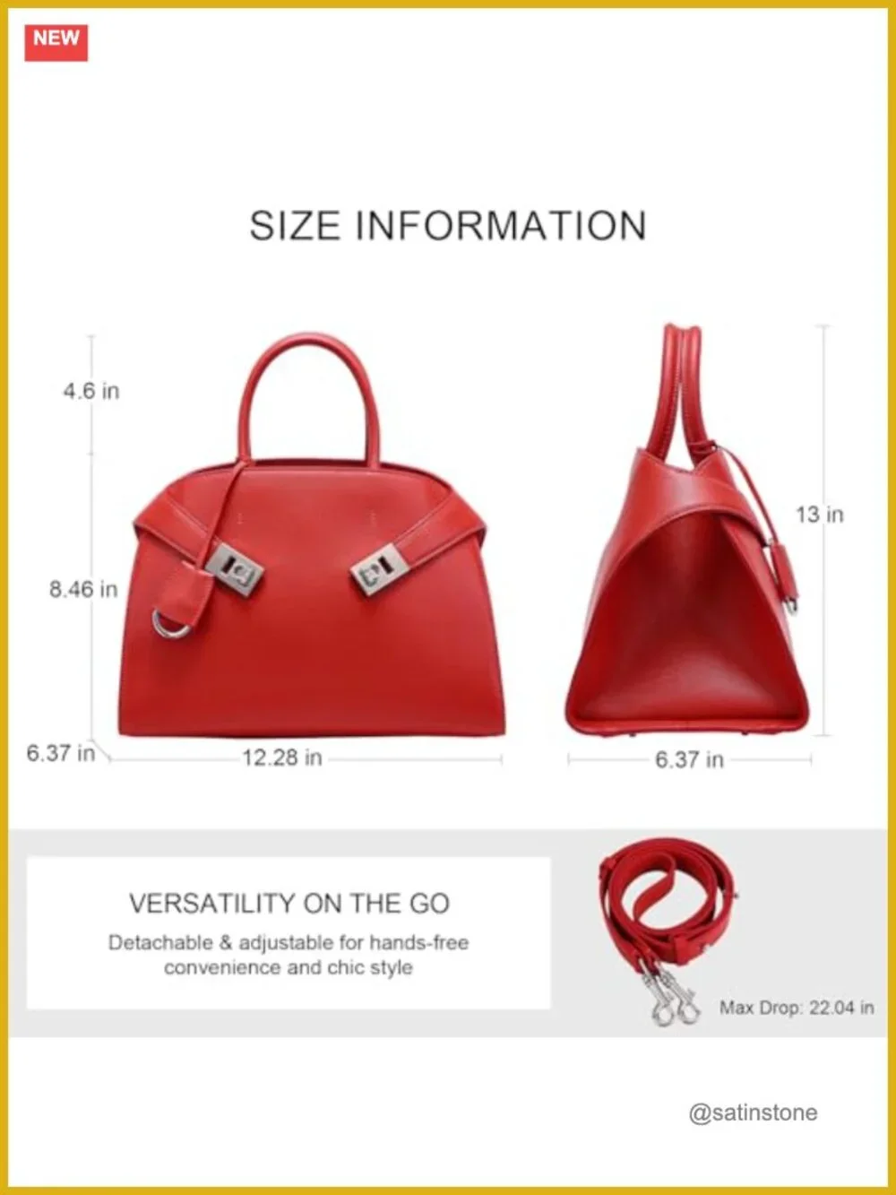 Handmade Italian Leather Tote Crossbody Bag Adjustable Strap